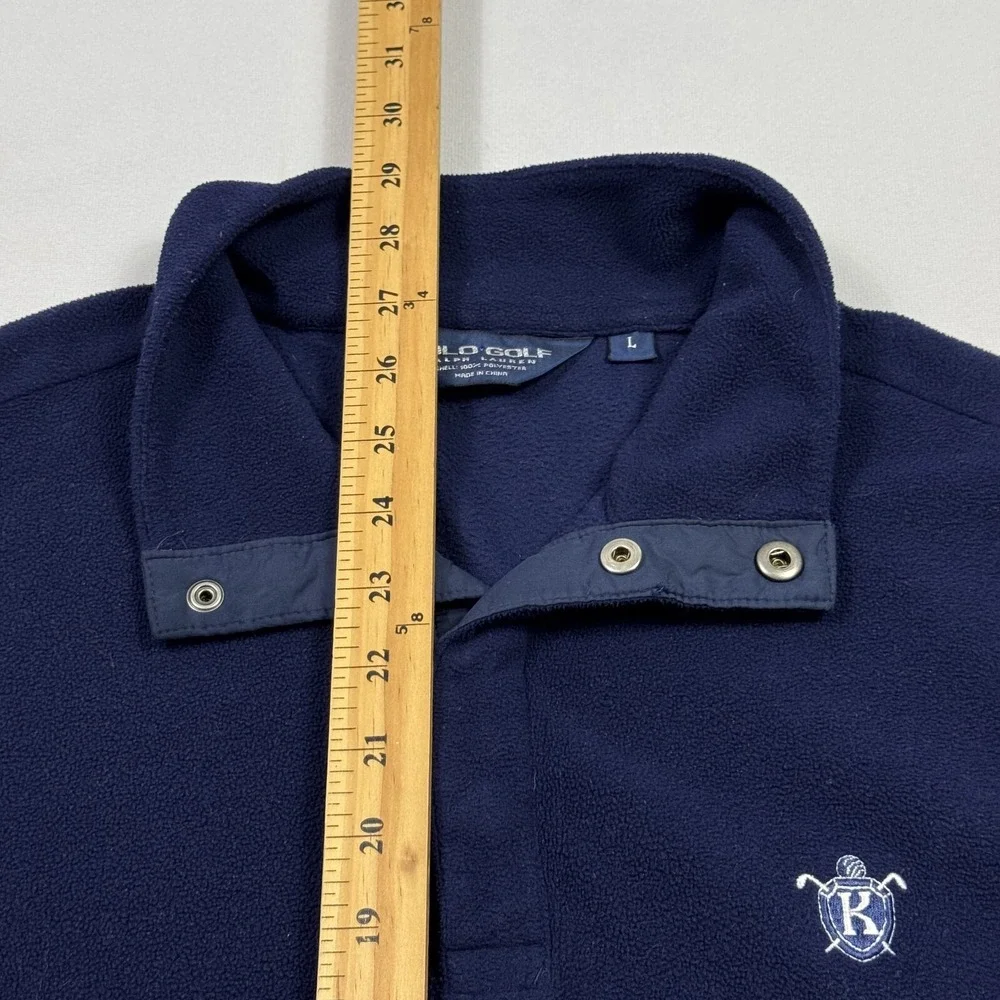 Ralph‎ Lauren Polo Golf Men's Fleece Sweater Snap Button Polyester Blue Large